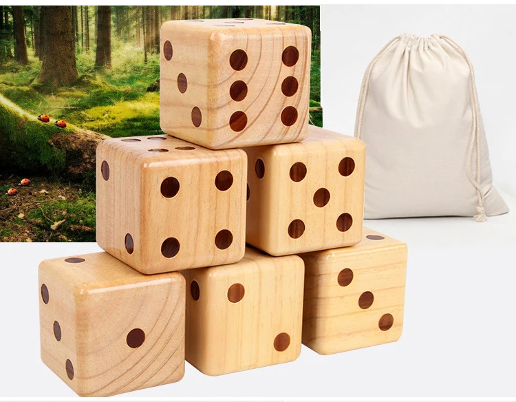 Jumbo Solid Wooden Yard Dice Set Big Outdoor Gaming Dice Set,3.5 Inch