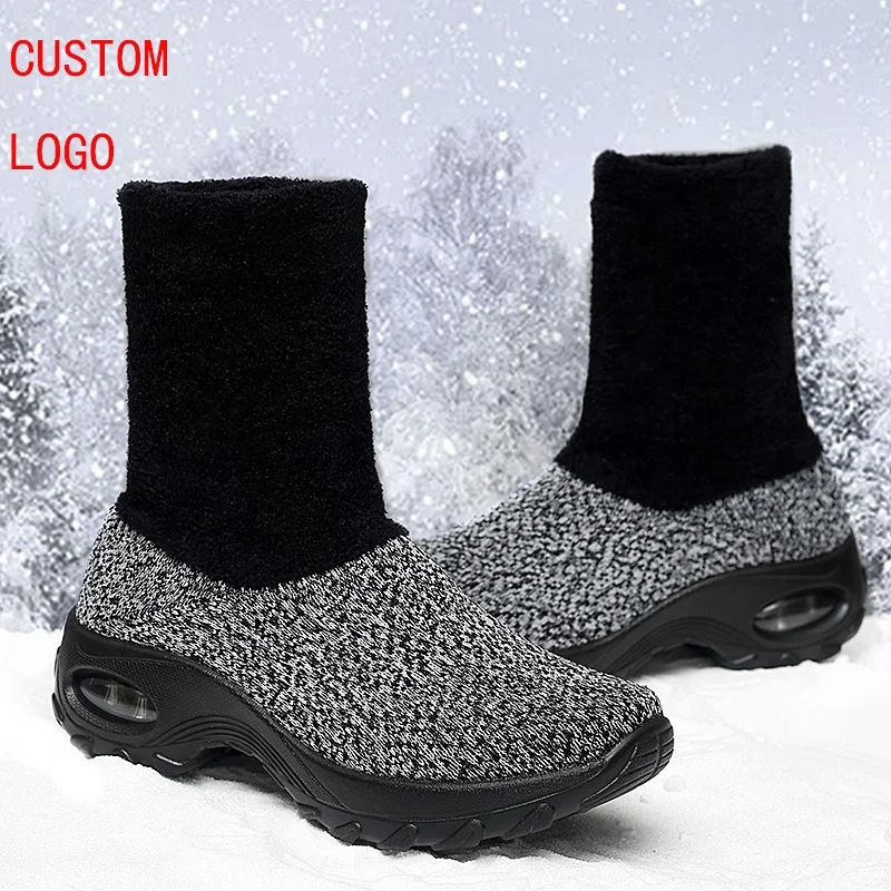 

hot selling on amazon Winter New Socks Shoes platform Women Casual shoes Large Size 43 Knitted Short Boots ankle boots Women