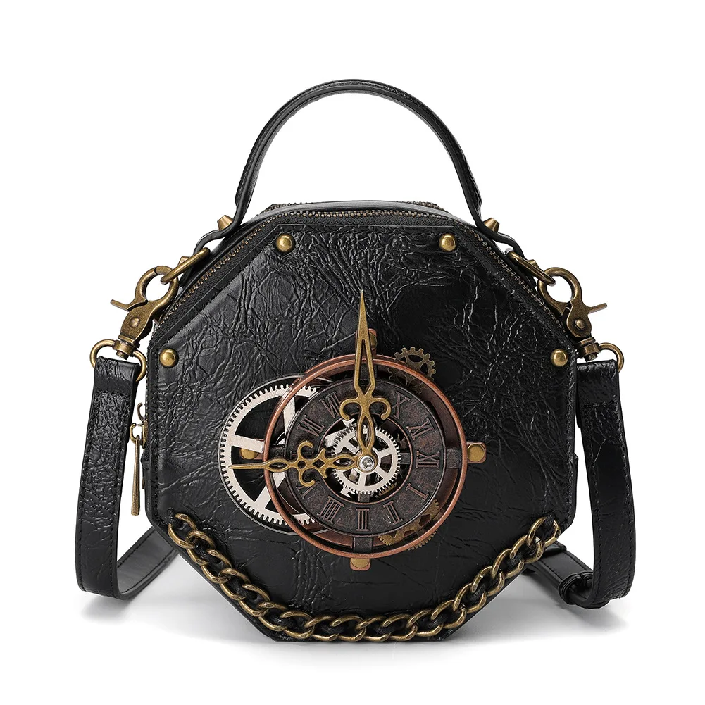 Steampunk PU Leather Messenger Bag Gothic Handbag Retro Handheld Crossbody Shoulder Bags Satchel