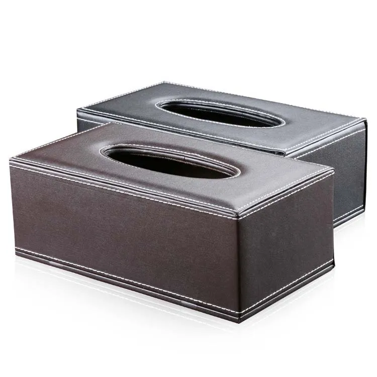 

Customized Simple Black Leather Large Tissue Box Hotel Living Room Home Furnishing Universal Pumping Box Advertising Tissue Box, Picture