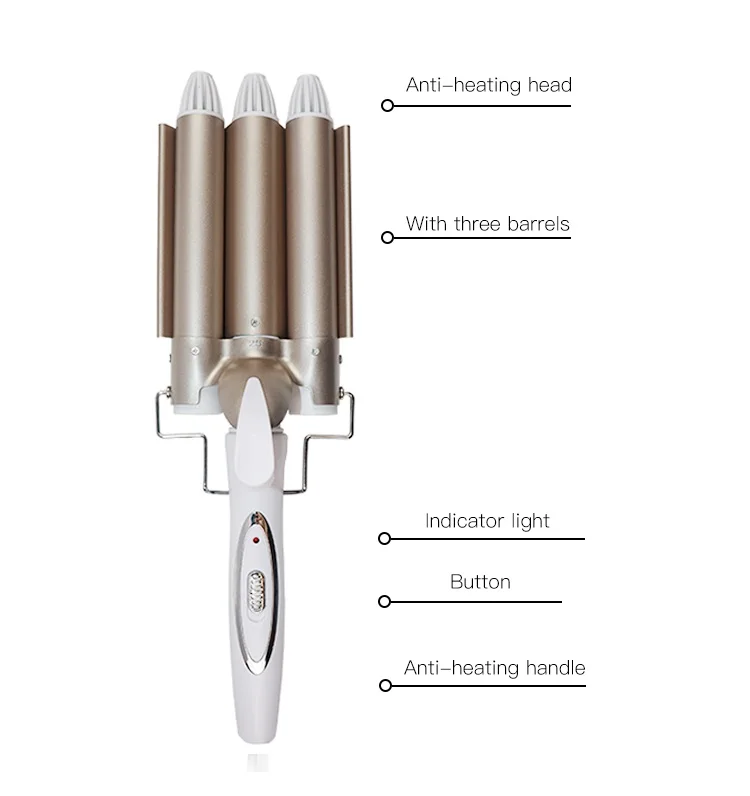 

Factory Spiral Automatic 3 in 1 Magic Wave Rotating Hair Styler Curler Iron 3 Barrel Hair Waver Stylish Fast Heat Hair Curler