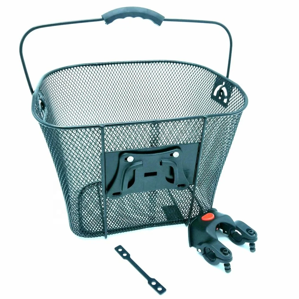 

steel mesh quick release bike basket Removable quick release bicycle basket, Black or white