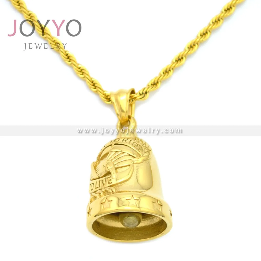 

Ride to live Eagle Bell Pendant gold plating PUNK stainless steel Biker man Bell Pendant