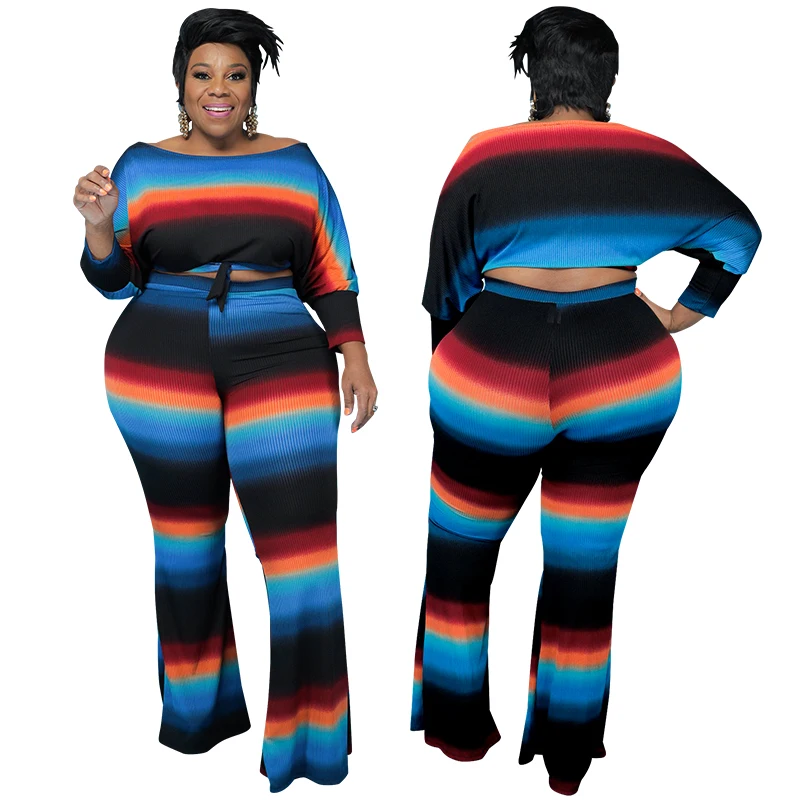 

MY873 Hot Sale Plus Size Women's Striped Printed Hanging Striped Cloth Cocktail Fashion Autumn Suit, Multicolor