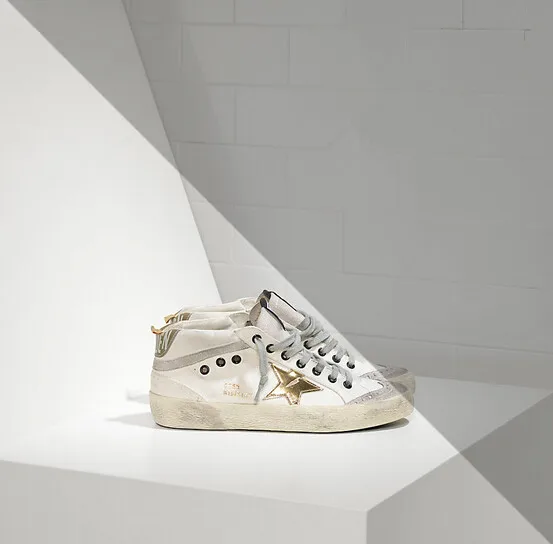 

Goldens HI STAR in cotton canvas with leather star WHITE MILITARY GOLDs Gooses Dirty Shoes