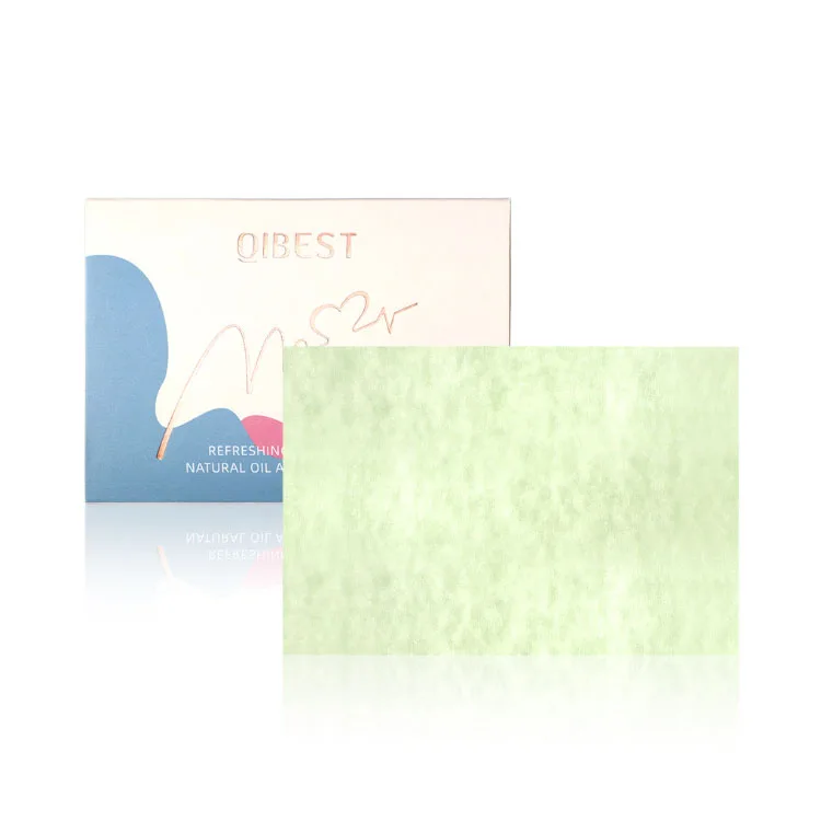 

QIBEST Hot Selling Customized Face Oil Control Facial Oil Blotting Paper, Green