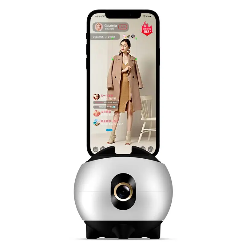 

U-3 No Need APP Live Vlog Camera Selfie Robot 360 Rotating Auto Face Tracking Smart Shooting Phone Selfie Holder, White/black