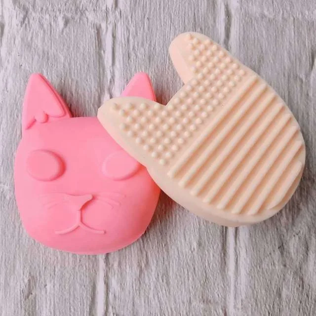 

Cat Shape Makeup Brush Cleaning Makeup Brush Cleaner Silicone Quick Wash Cleaner Brush, Pink, blue, hot pink, purple, dark pink