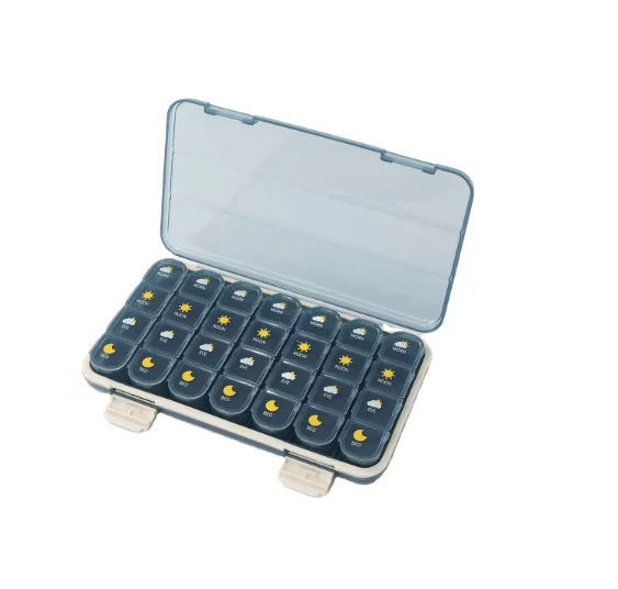 Portable 28 Compartments 4 Weeks 7 Days Medicine Organizer Monthly Pill Organizer with Outer case