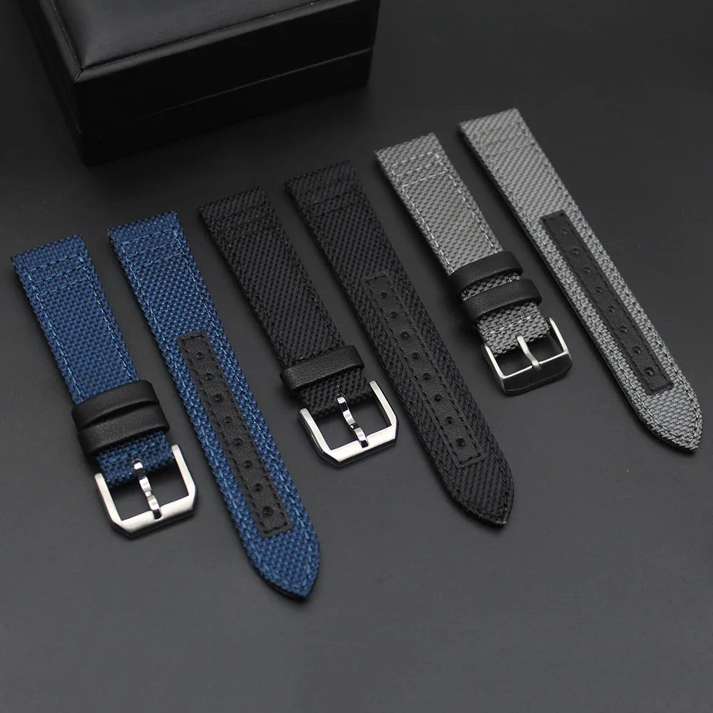

High Quality Genuine Leather Fabric Nylon Band  Cordura Watch Strap Canvas