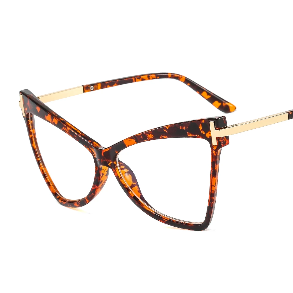 

LBAshades Fashion Anti Blue Big Cat Eye Eyeglasses Frames Metal Optical Glasses Women Oversized Glasses Designer