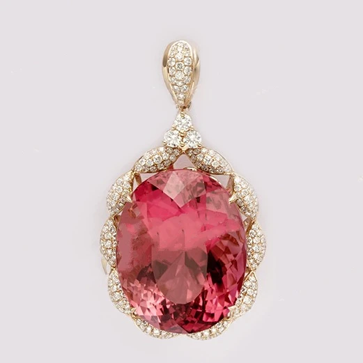 

18K gold inlaid tourmaline pendant 14K gold inlaid tourmaline diamond jewelry customization Jewelry pendant processing