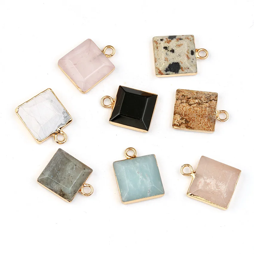 

Square Small Natural Stone Pendant Necklaces for Jewelry Making Pendants DIY Jewelry findings Woman charms