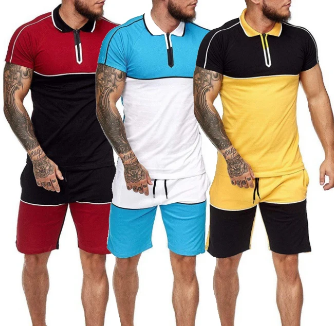 

Men Two Piece Polo Set Tshirts 100% Cotton Men's Short Sleeve Polo Shirt For Man Ethnic Clothing