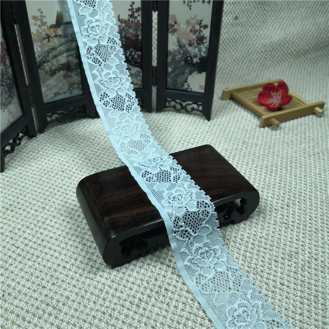 

Width 3.5 cm nylon spandex dentelle ruban stretch lace knitted elastic lace trim for dress and underwear, Dyeable