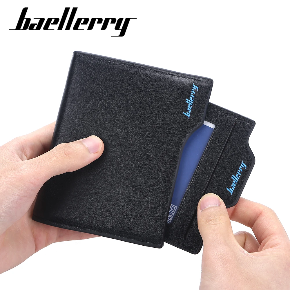 

Baellerry 2022 Ultra Slim Mens PU Leather Wallets Vertical Black Thin Leather Gents Wallet with Coin Pocket Credit Card Holders, Black,brown,custom