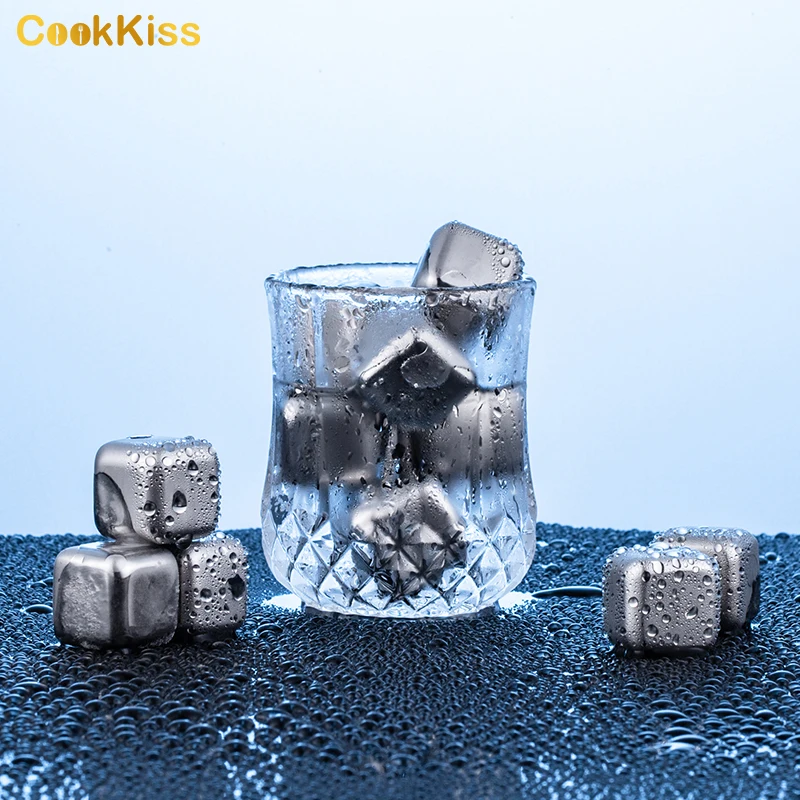 

Wholesale Customized Stainless Steel Ice Cube with Logo Drink Whiskey Stone, Silver