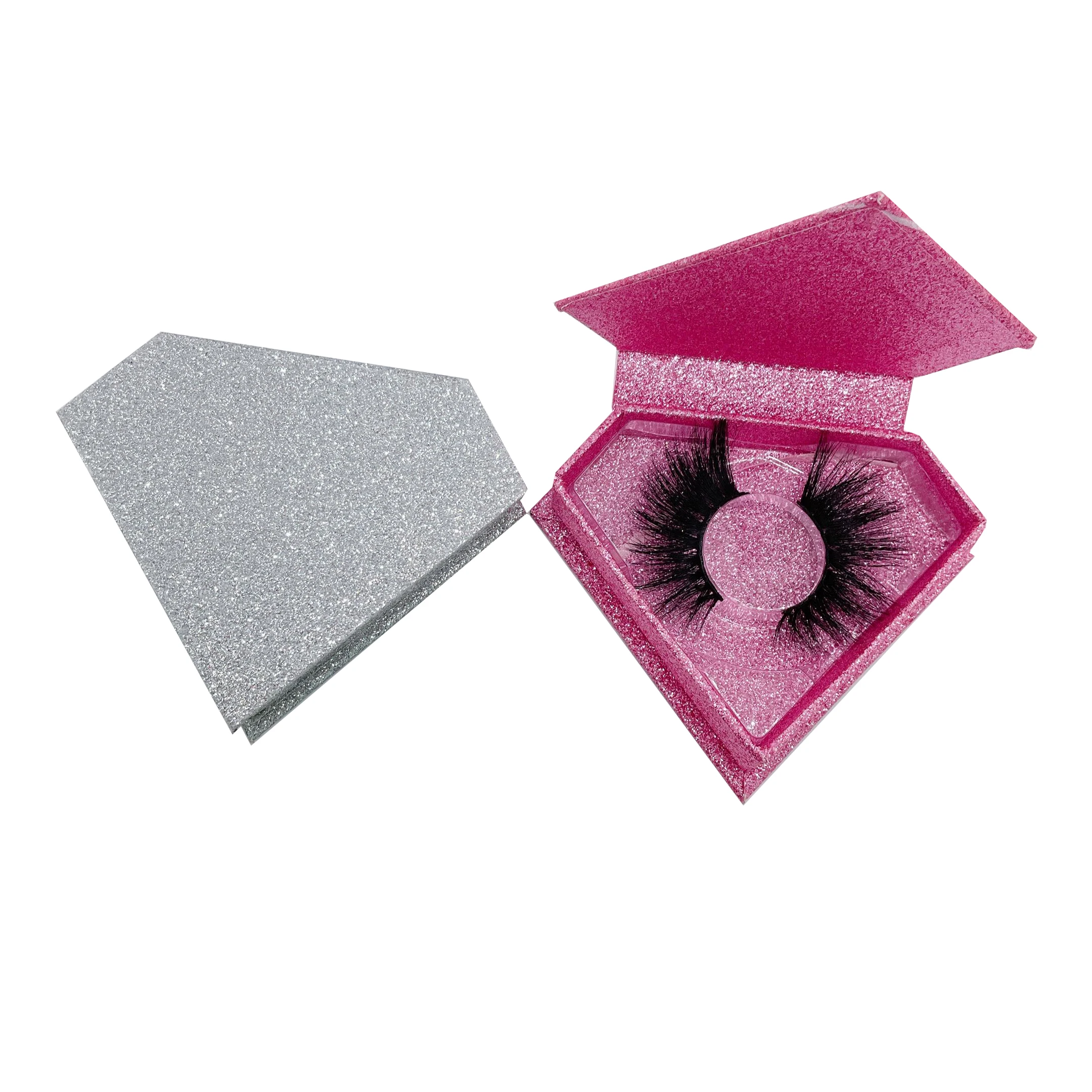 

private label 6d real mink eyelashes and diamond eyelash box, Black color
