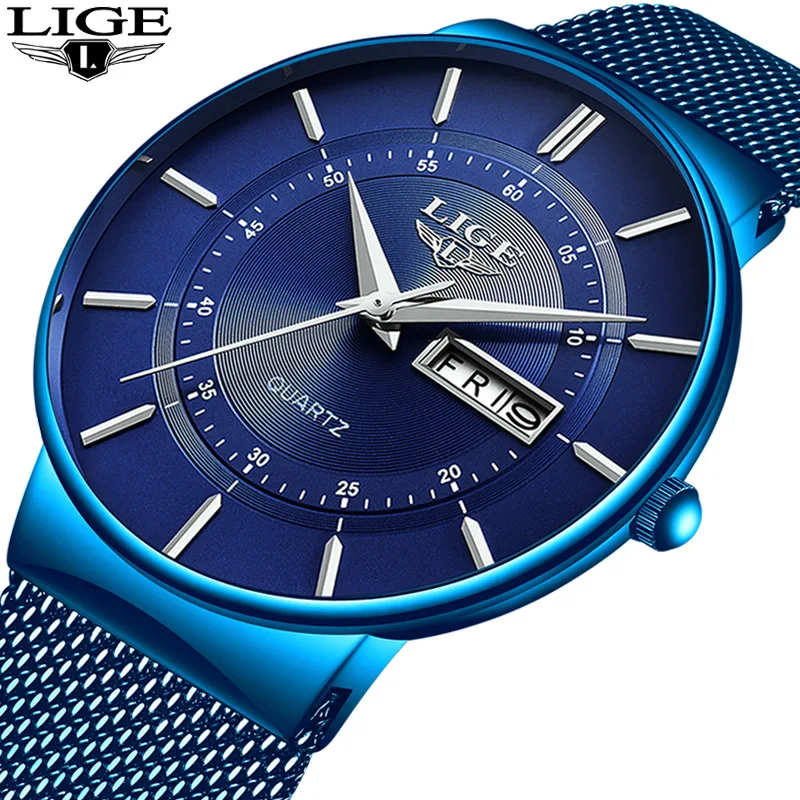 

LIGE 9949 Mens Watches Top Luxury Waterproof Ultra Thin Steel Date Clock Male Casual Quartz Sports Watch Men Wrist Reloj Hombre, 6-colors