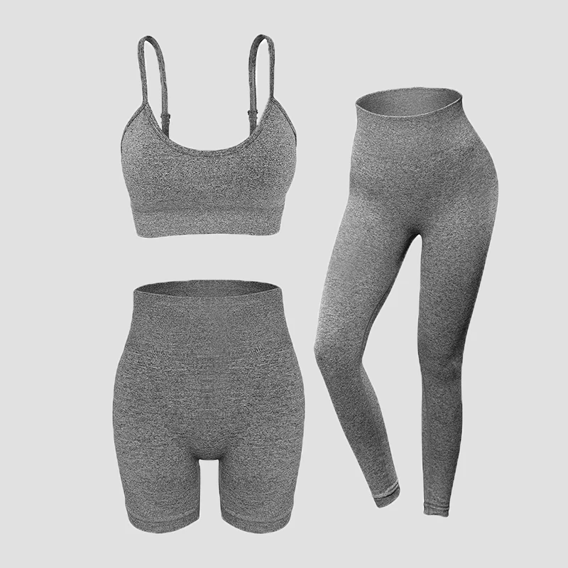 

Custom Yoga Sets Fitness Women Two Piece Sports Bra And Shorts Training Suit And High Strength Leggings AM914, Blue/gray/green