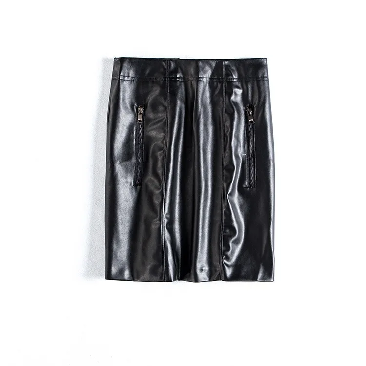 

PU High Waist Ladies Skirt European and American Temperament Simple and Elegant Short Skirt