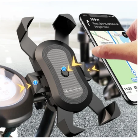 

Universal Silicone Waterproof Motorbike Motorcycle Outdoor Mountain Bicycle Bike Handlebar Mount Smart Cell Mobile Phone Holder, Black