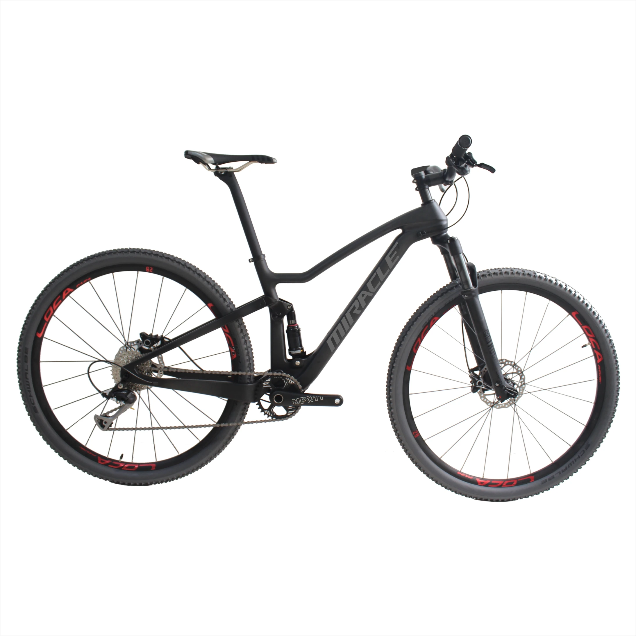 

MIRACLE carbon bike ALIVIO+RECON 9S XC carbon fiber frame mountain bike full suspension MTB bicycle 29er, Black