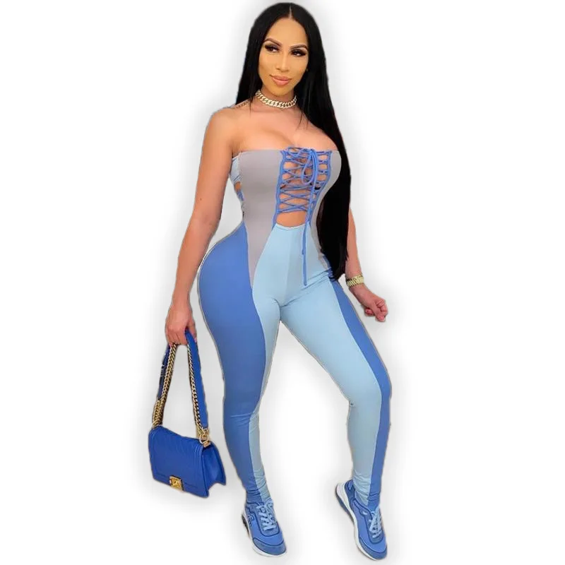 

Women's lace up bandage backless summer Jumpsuit slim and sexy Jumpsuit women's Jumpsuit casual sports