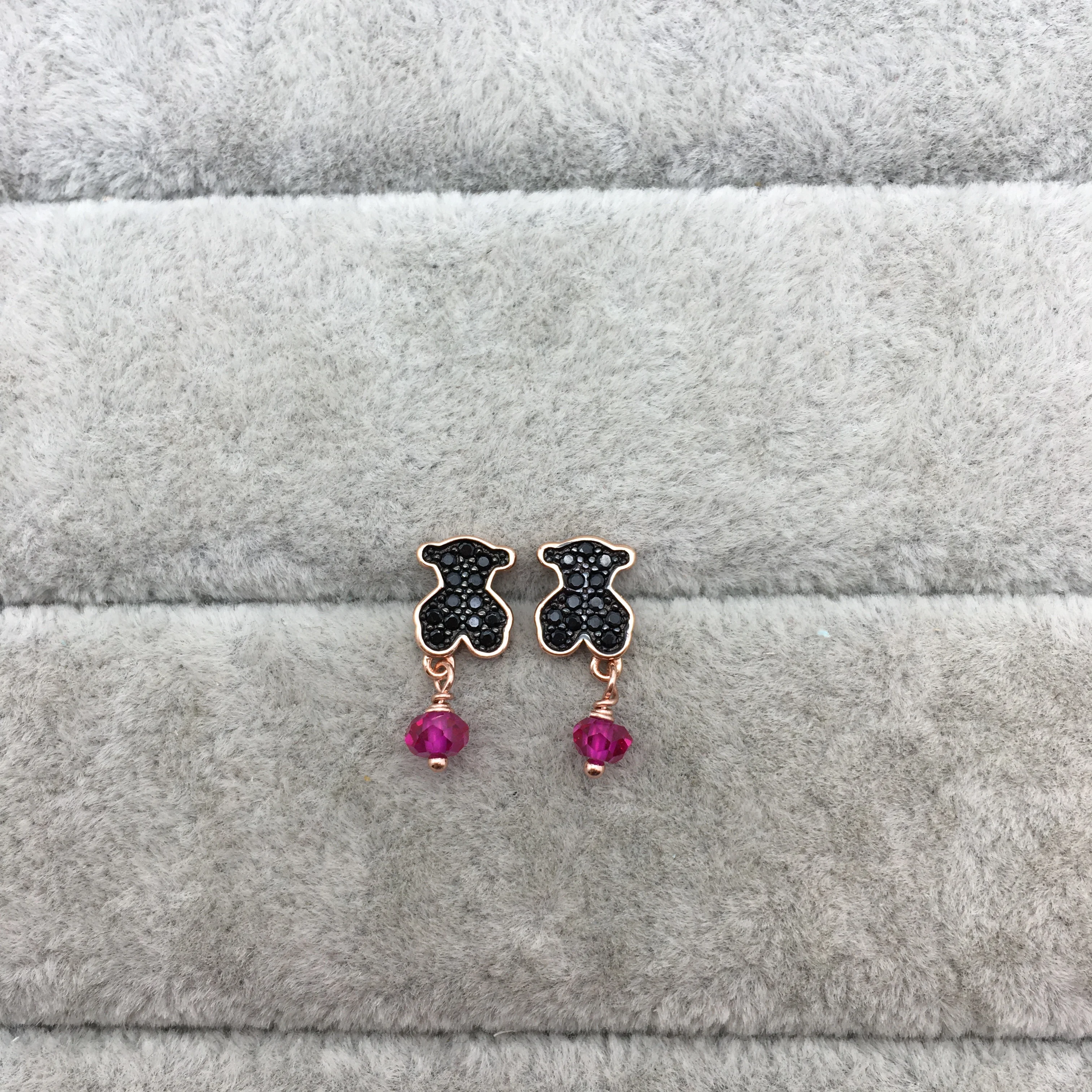 

S925 sterling silver new rose gold Vermeil silver theme earrings, with spinel and ruby fashion simple jewelry