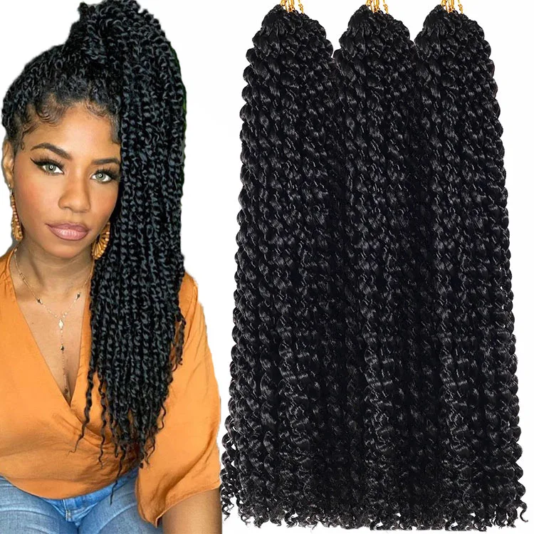 

Passion Twist Crochet Hair Extensions Water Wave Passion Braids Hair 18inches 80g Synthetic Fiber Offer Customization Service, Bug black brown purple blue gray