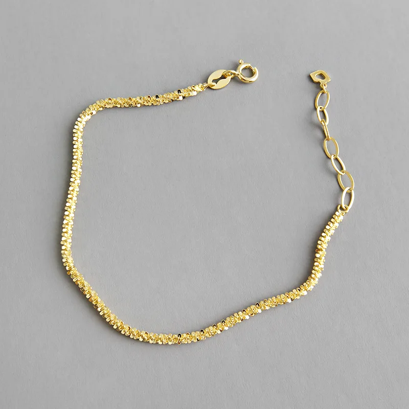 

High Quality Minimalist Hand Jewelry Real Gold Plating Adjustable Chain 925 Silver Bracelet 925 Sterling Silver Bracelet