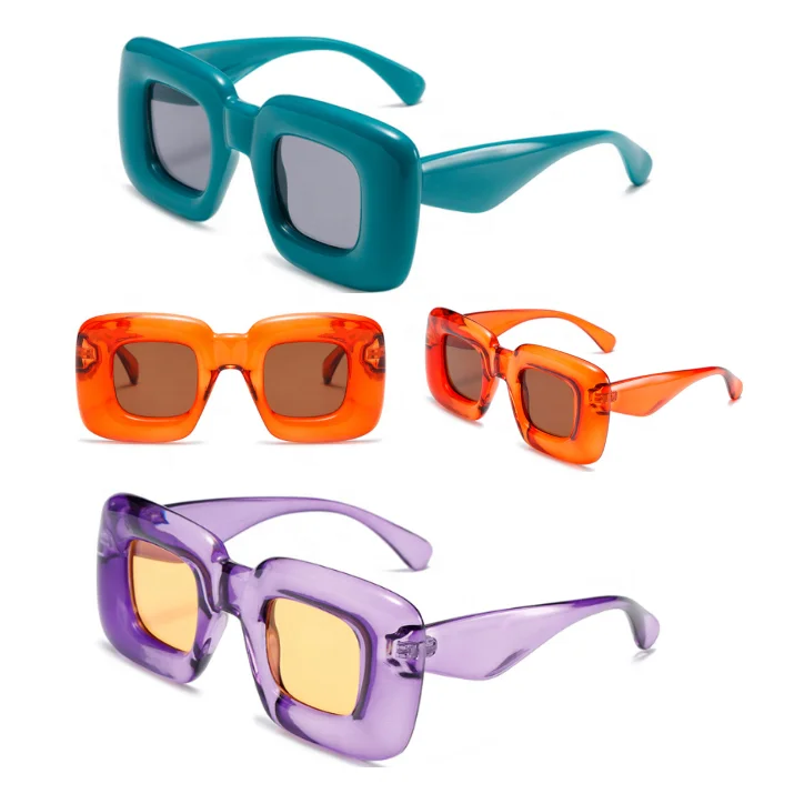 

2023 Plastic Thick Frame Small Rectangle Shades Luxury Brand Women Y2K Retro Punk sun glasses Gafas De Sol