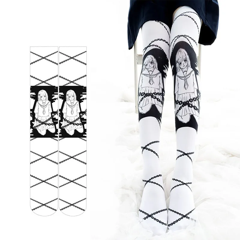 

Custom fashion nylon sock cartoon pattern nylon printed socks nylon-teen-girls-in-socks