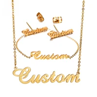 

Personalized Stainless Steel Jewelry Sets Alphabet Custom Name Women Jewelry Sets On Sale