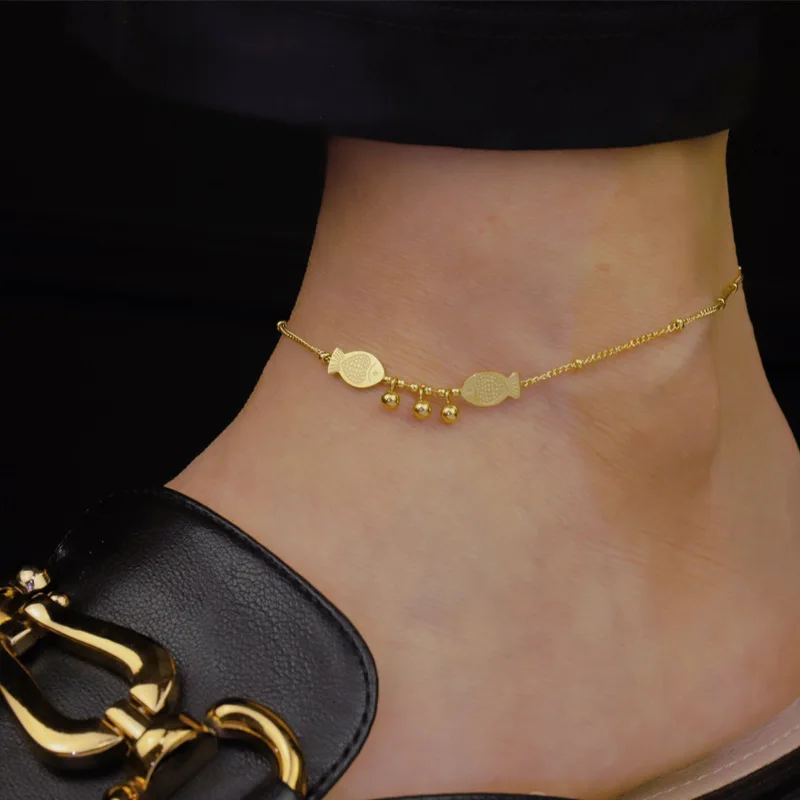 

Shangjie OEM joyas Fashion Titanium Gold Plated Anklets Waterproof Anklet Unique Fish Bracelets