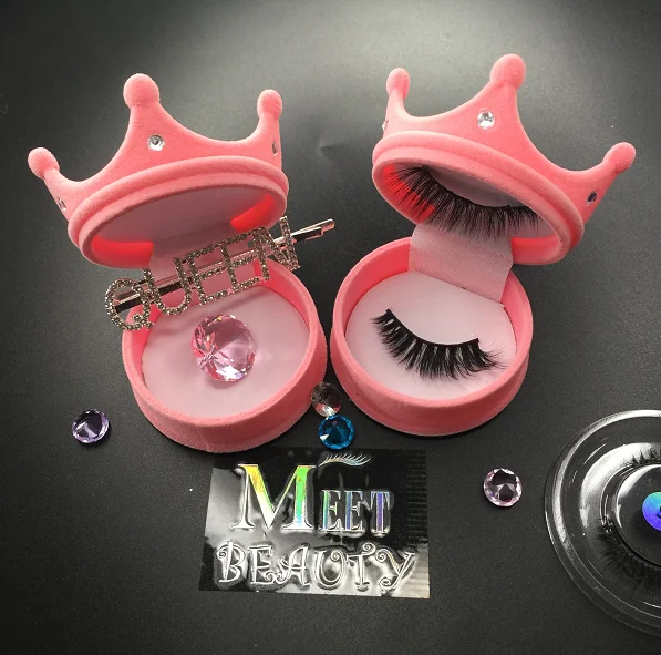 

meetbeauty 25mm 3d mink false lashes new style crown boxes customized packaging and private label, Black