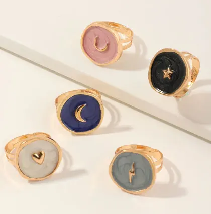 

New Heart Ring Jewelry Female Ring Alloy Moon Lightning Ring for Women