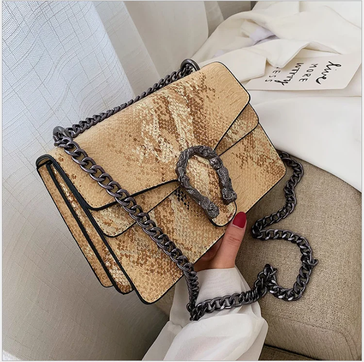 

2021 New Trend Of Autumn Chain Small Crossbody Bags Serpentine Print Single Shoulder Bags, White,yellow,blue,black,pink