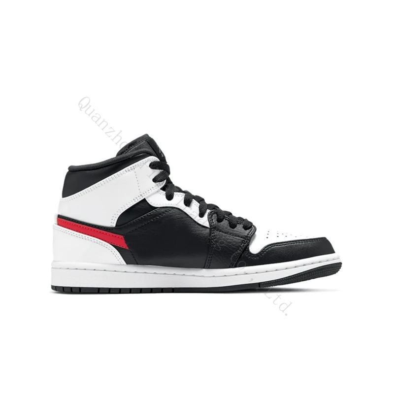 

Jardon 1mid Black and white and red hook Retro men's women's fashion casual sports basketball running zapatillas shoes sneaker