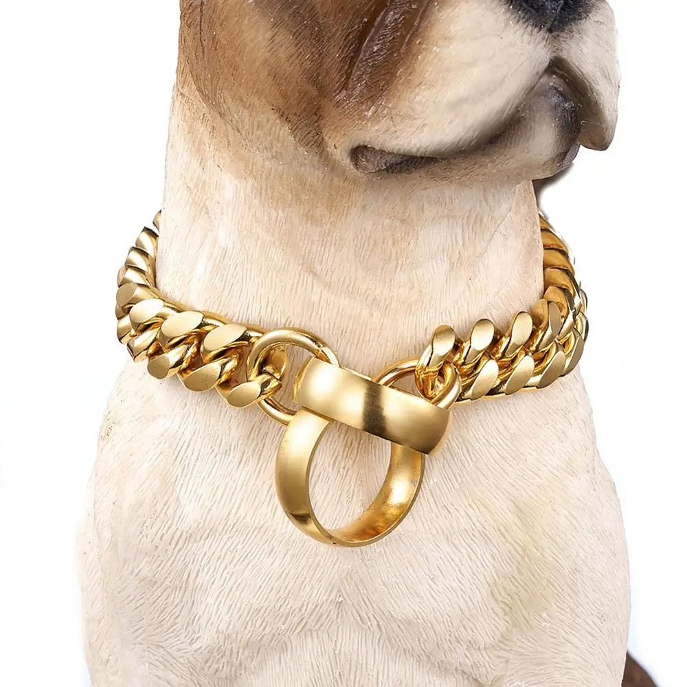

Luxury Cuban Dog collar High Quality 316L Stainless Steel Dog Chain Chain
