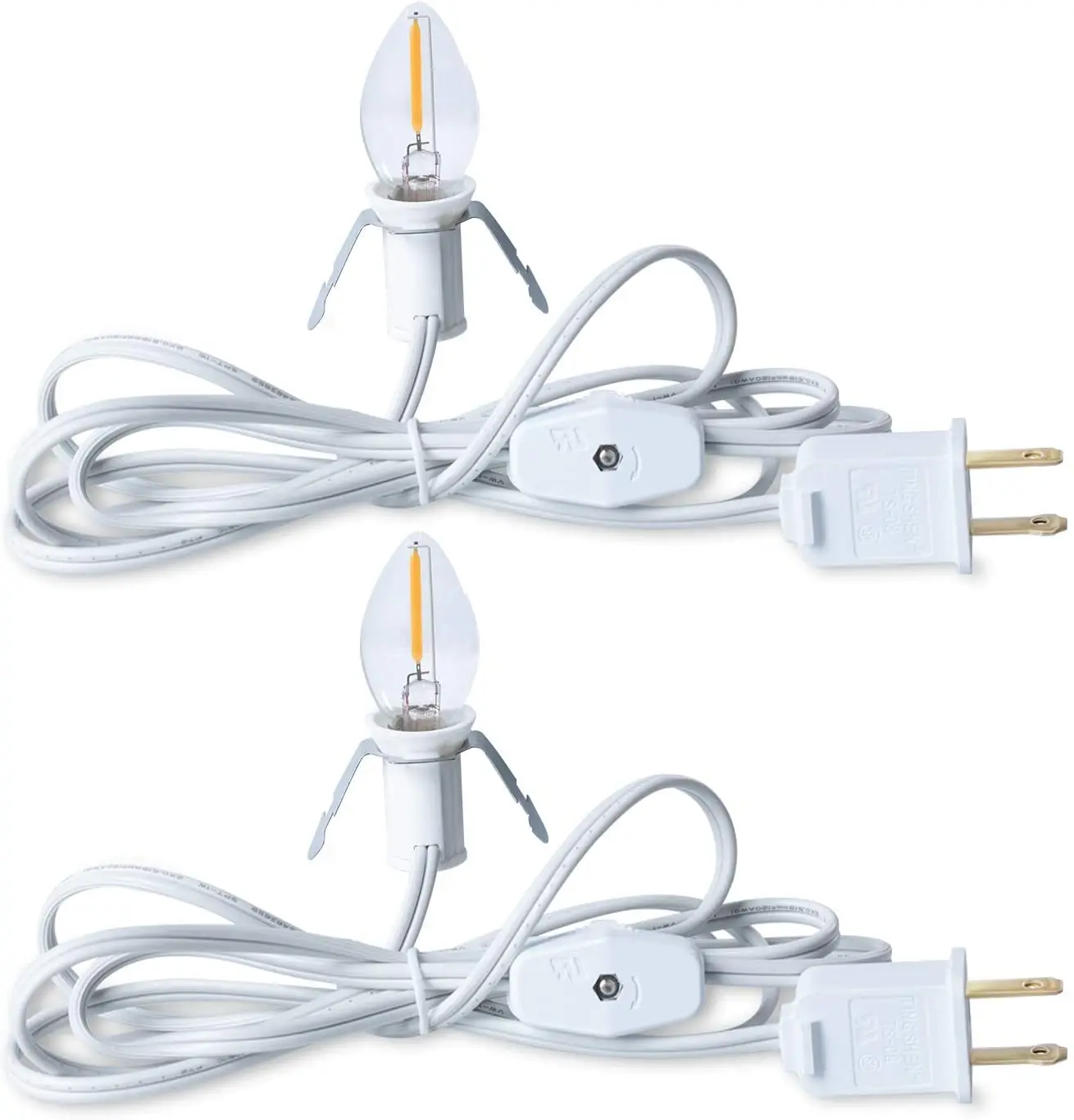 Accessory Cord With One Led Light Bulb 6 Feet White Cord With Switch