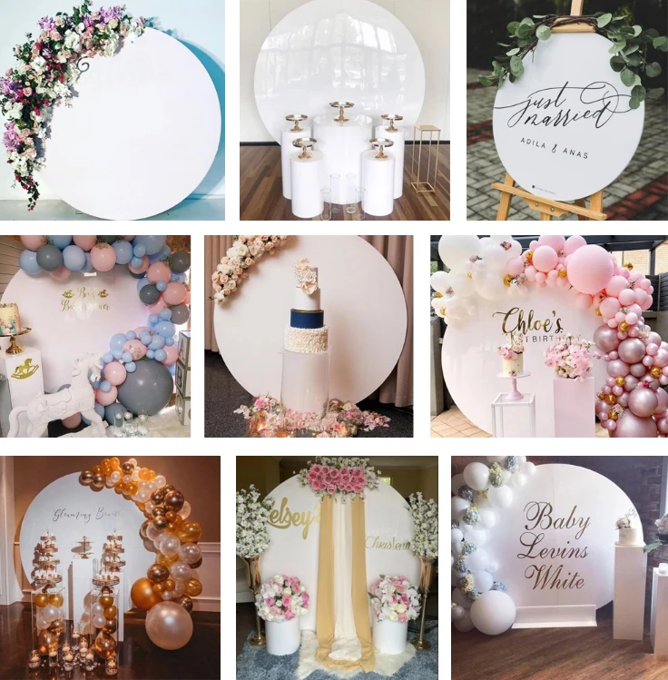 Acrylic Wedding Decor Backdrop Stand White Round Backdrop White Round