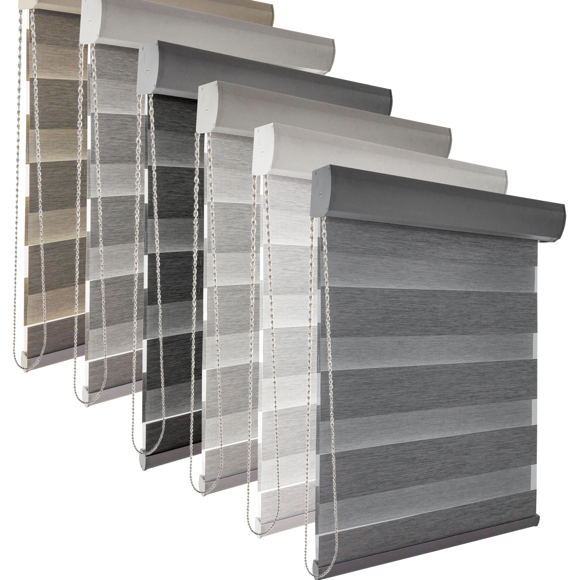 

Cordless Blacok out gray color zebra blinds curtain