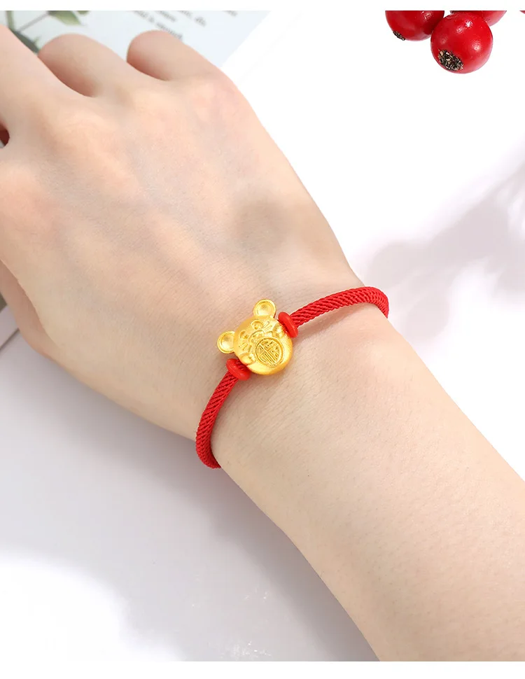 

AB901102101 Xuping 2020 new design 24k gold color wholesale jewelry mouse design Zodiac red rope bracelet