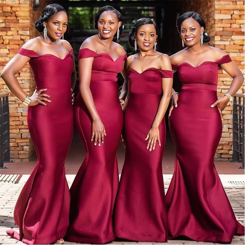 

ELB0012222 in stock rose red bridesmaid dress satin sweetheart African bridesmaid dresses