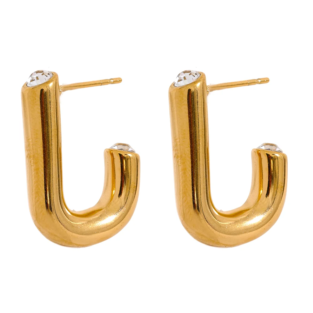 

JINYOU 2469 Stainless Steel 316l Geometric Huggie Unusual Earrings Gold Silver Color Waterproof Trendy Chic Jewelry Women New