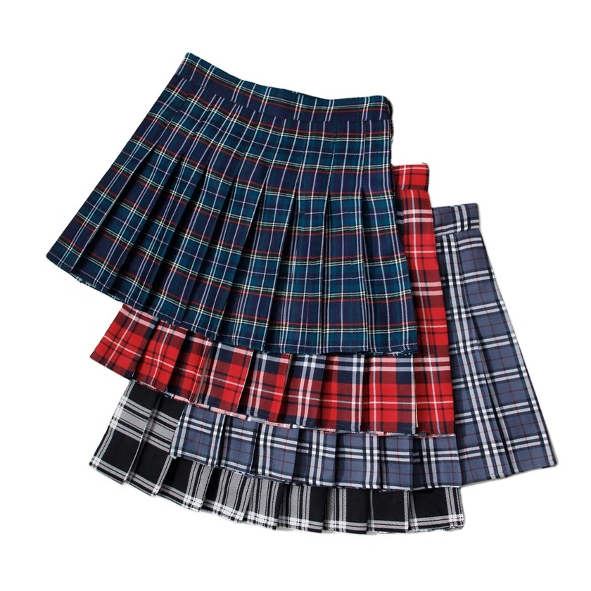 

Jupe Faldas Sexy Saia Plissada Girls Fashion Plaid Skirt Pants Inside Pleated Mini Women Skirts, 4 colors