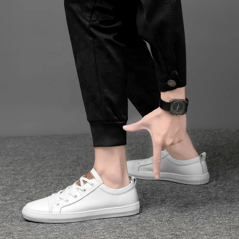 

hot Wholesale Customize logo New leather casual board shoes of tide shoes low - top breathable soft sole small black shoes, Custom made