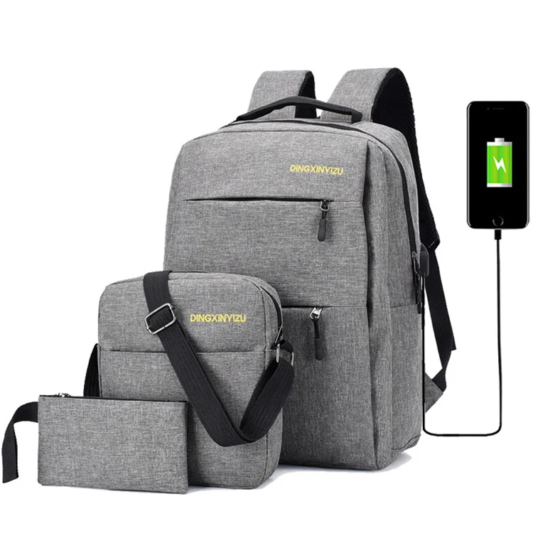 

Fashion 3pcs Bags Sets school bag smell proof 15.6 inch usb laptop backpack mochilas set