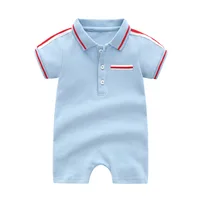 

2019 Wholesale Solid Colors Baby Boy Short Sleeve Cotton Jumpsuit Romper
